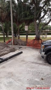 Fencing around excavation has been temporarily removed for an extending excavation min